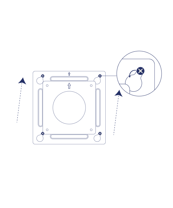 The wall mount bracket sliding upward off the loosened anchor screws